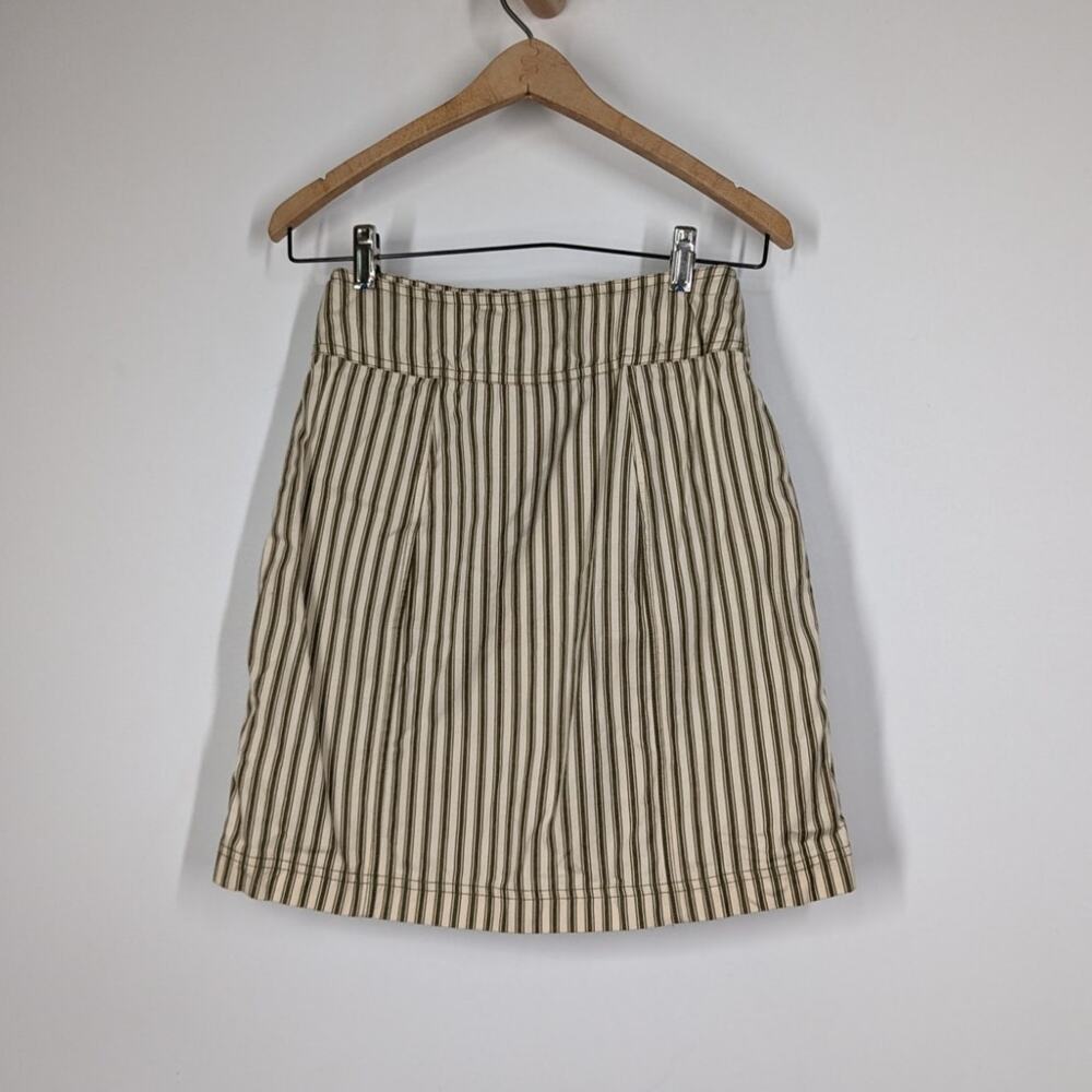 Mara Hoffman Lici Linen Skirt High Waisted Striped Button Front Size 2 Preowned - Picture 4 of 8
